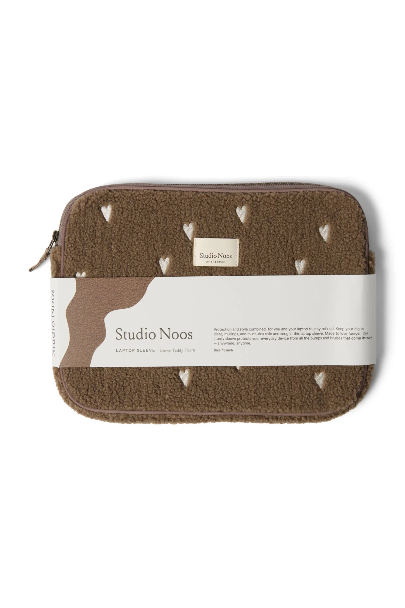 Teddy Laptop Sleeve 13 Inch | Brown Hearts