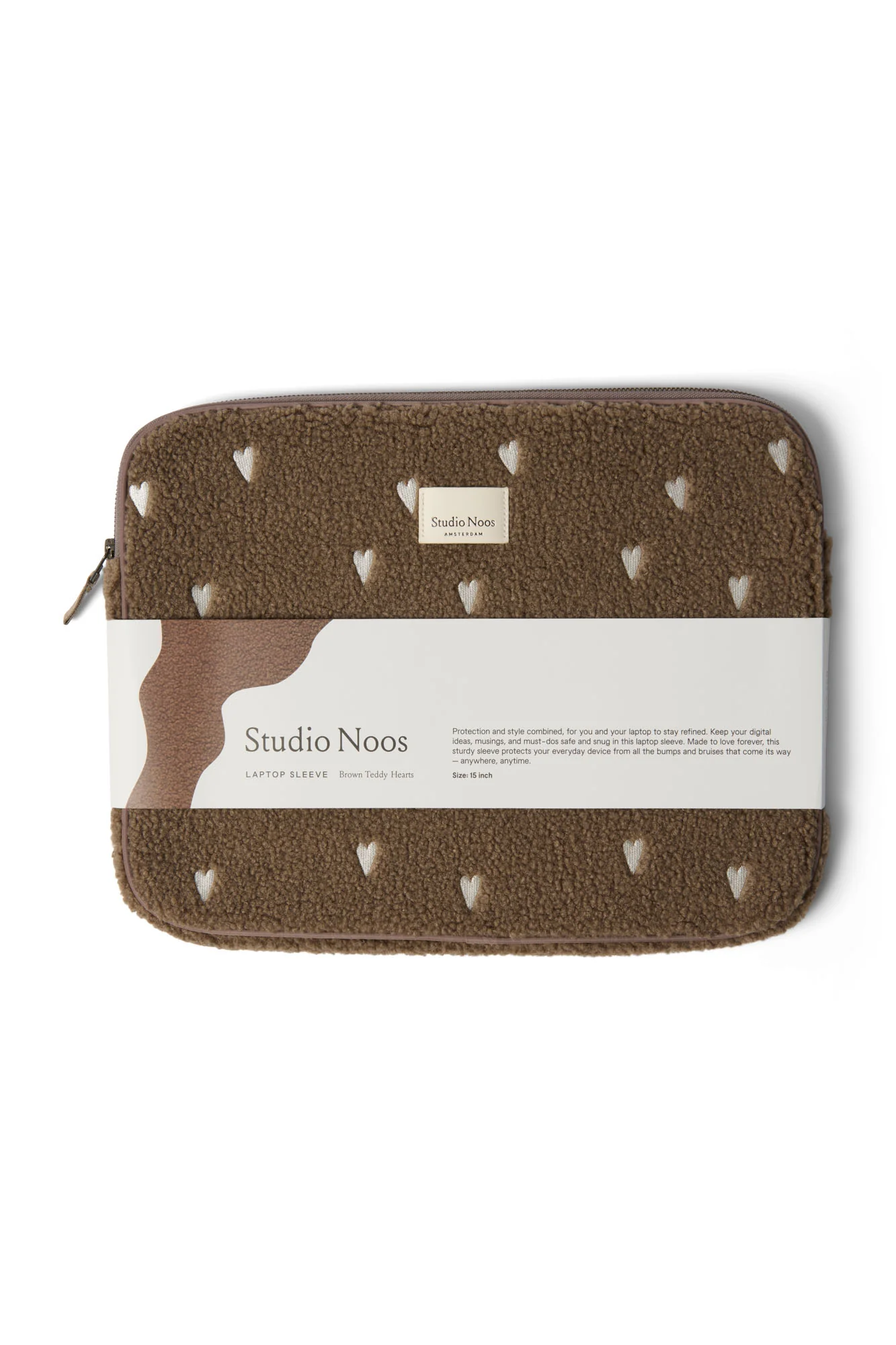 Teddy Laptop Sleeve 15 Inch | Brown Hearts - Image 3