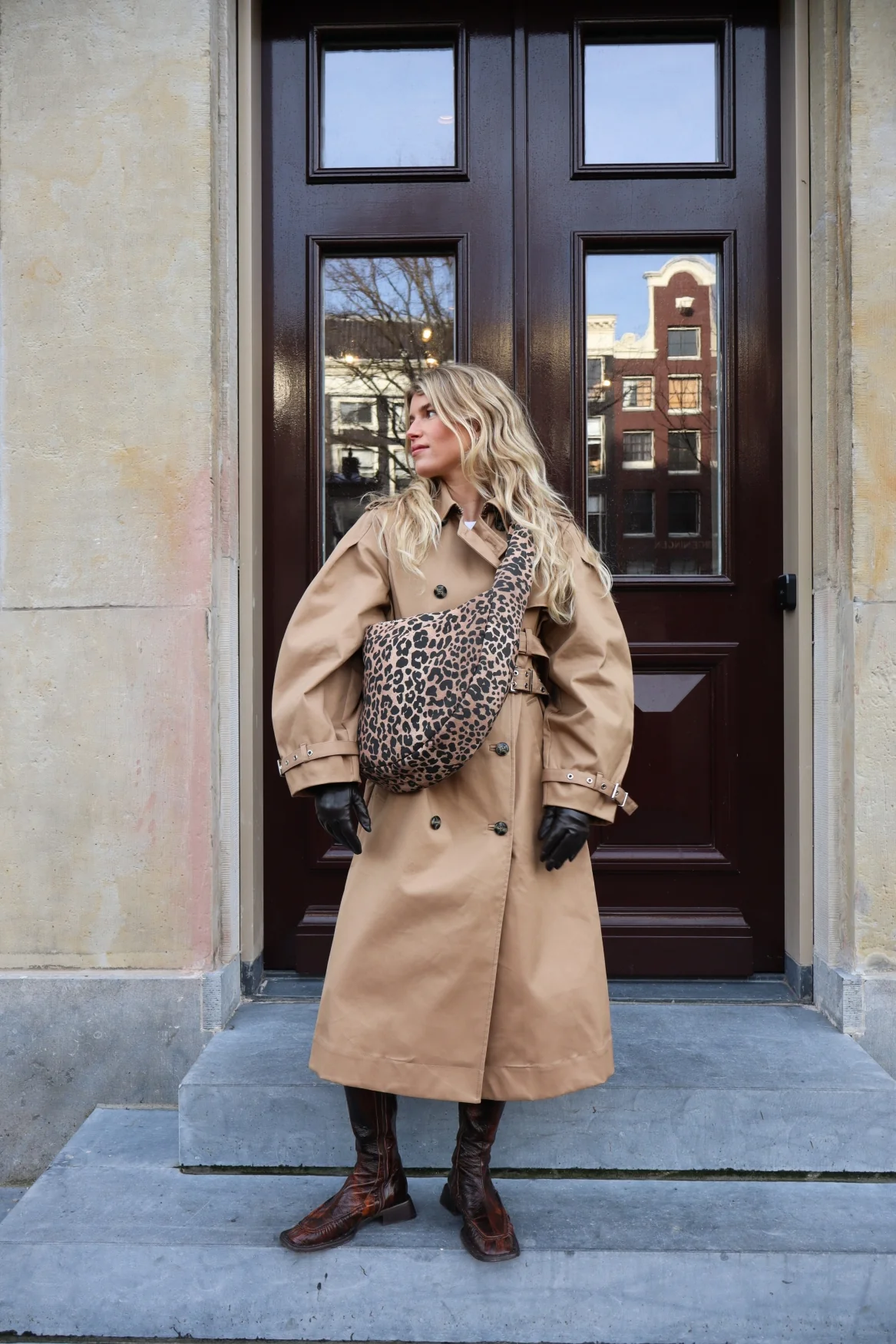 Cotton Cross Body Bag | Brown Leopard - Image 4