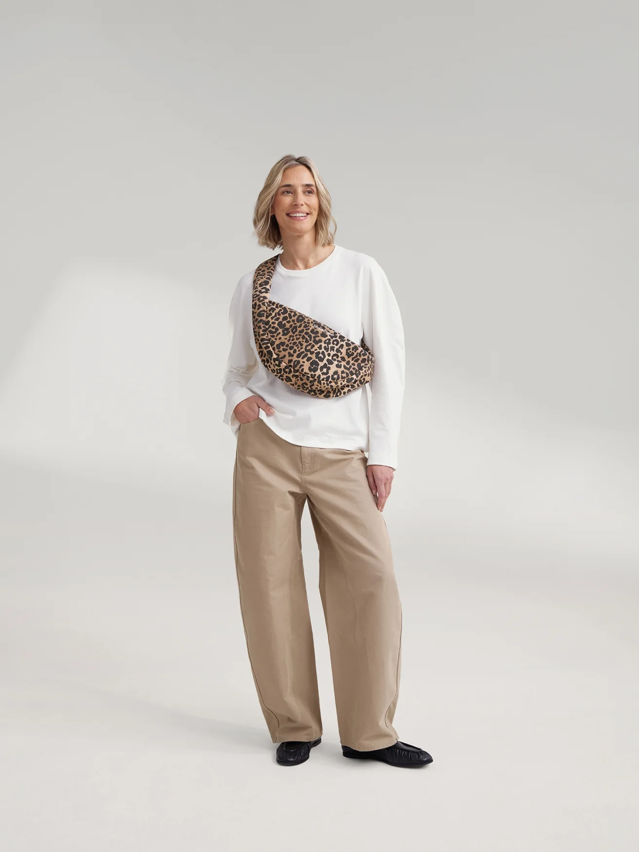 Cotton Mini Cross Body Bag | Brown Leopard - Image 2