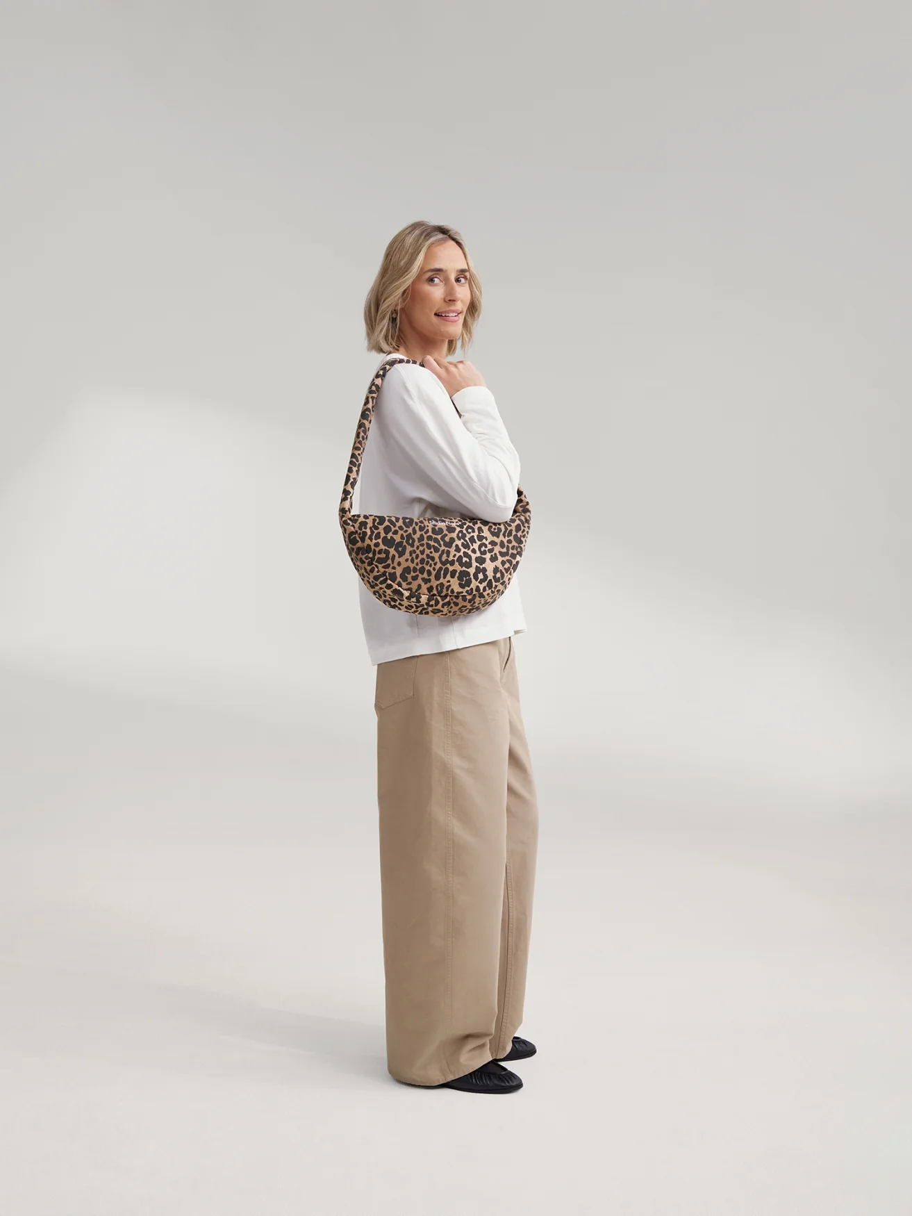 Cotton Mini Cross Body Bag | Brown Leopard - Image 4