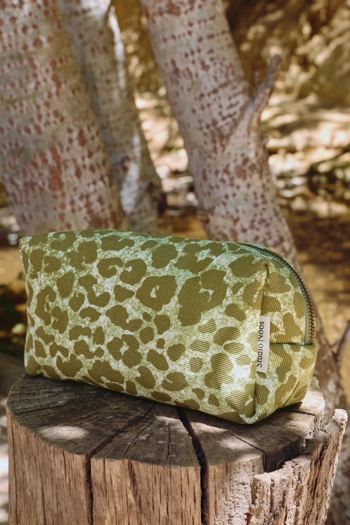 Cotton Pouch | Green Leopard - Image 2
