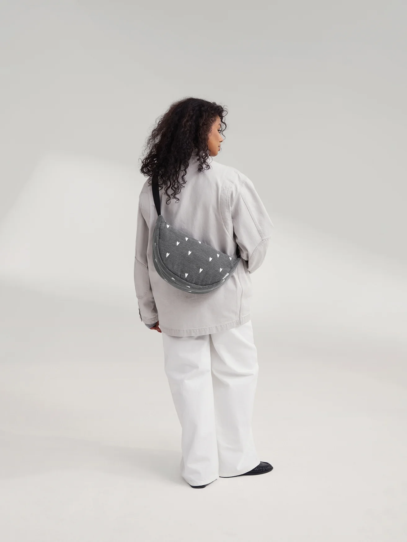 Denim Adult Fanny Pack | Grey Hearts - Image 3