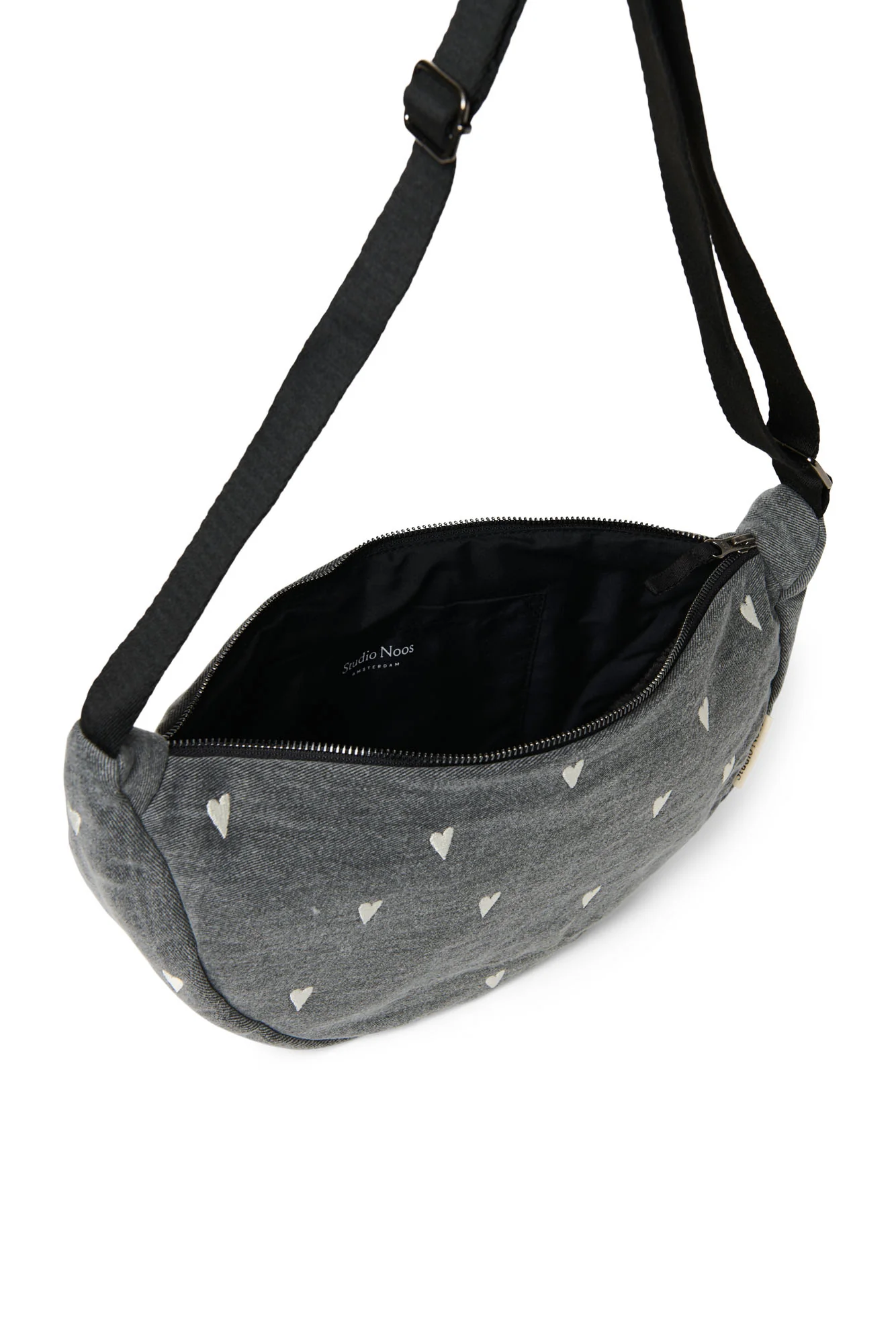 Denim Adult Fanny Pack | Grey Hearts - Image 7