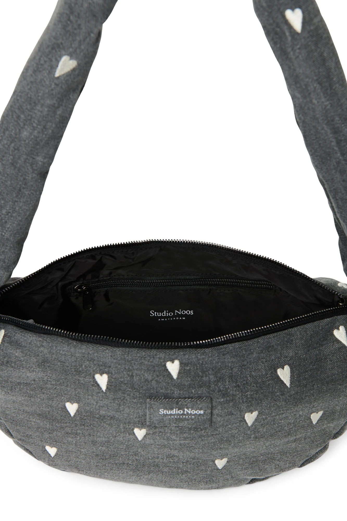 Denim Mini Cross Body Bag | Grey Hearts - Image 8