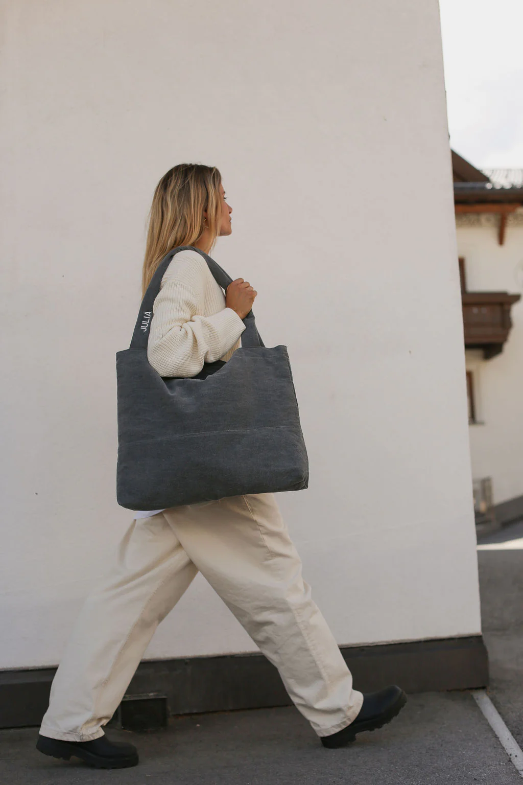 Denim Mom Bag | Grey - Image 4