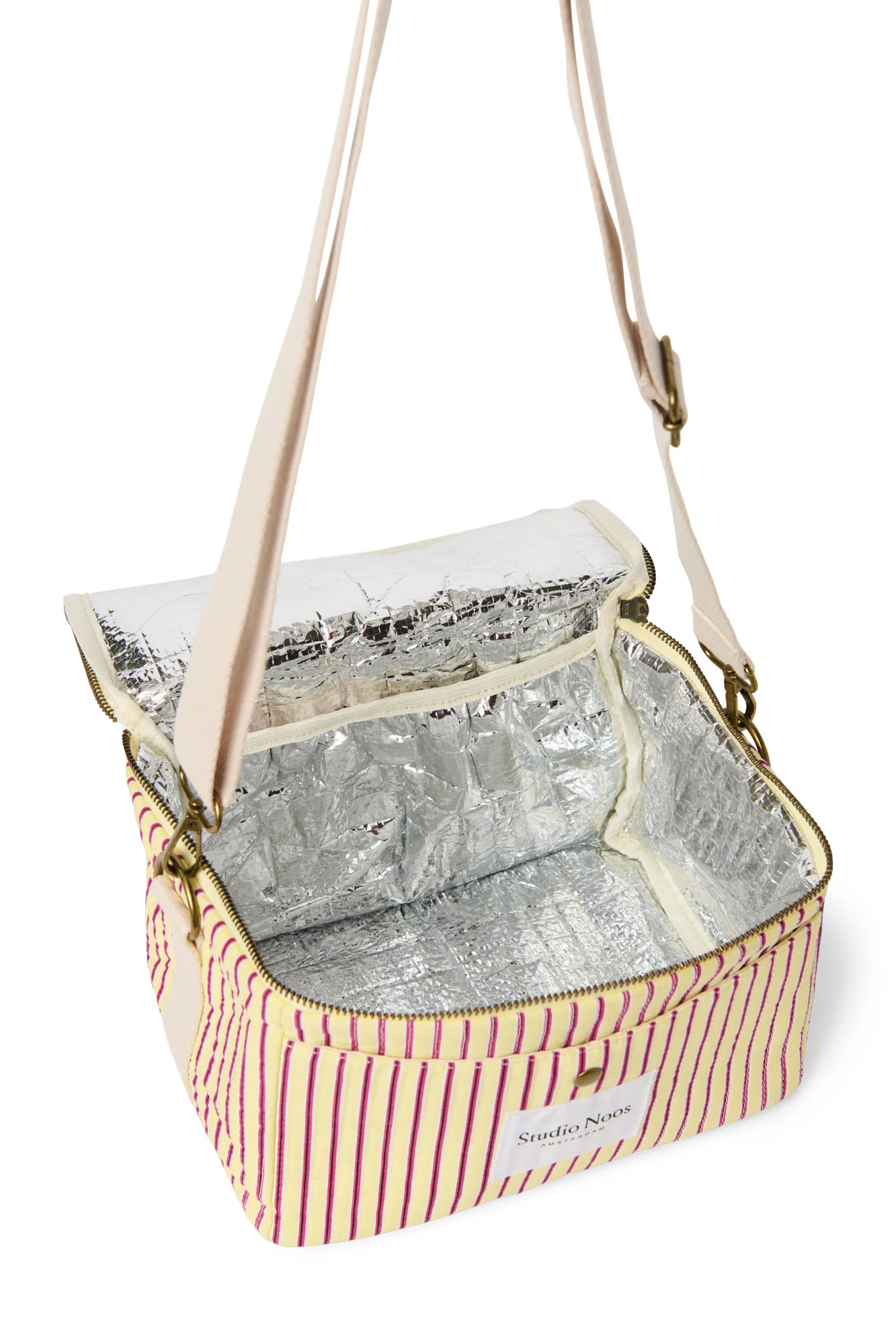 Poplin Striped Cooler Bag | Butter Yellow - Image 2