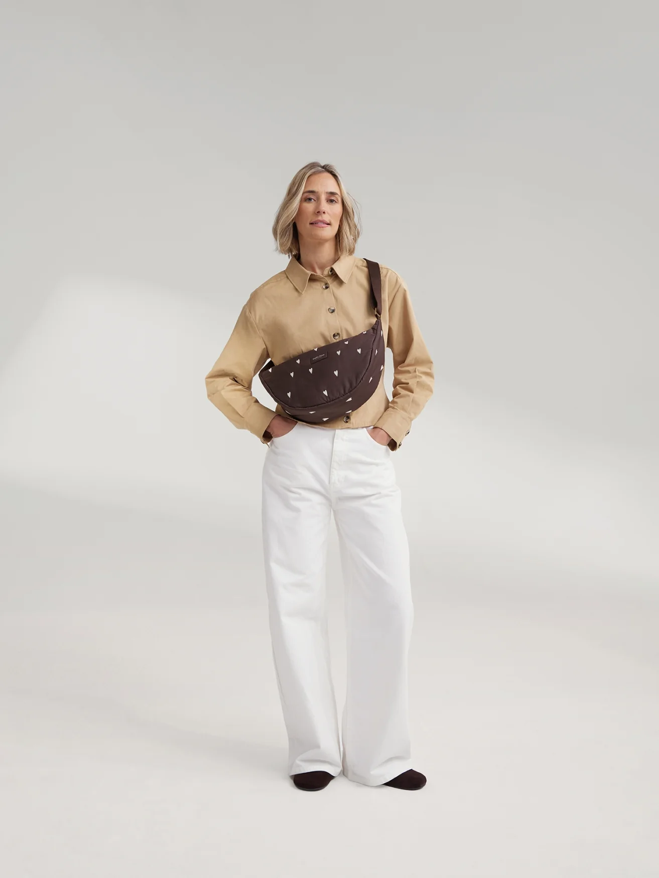 Puffy Adult Fanny Pack | Brown Hearts - Image 2