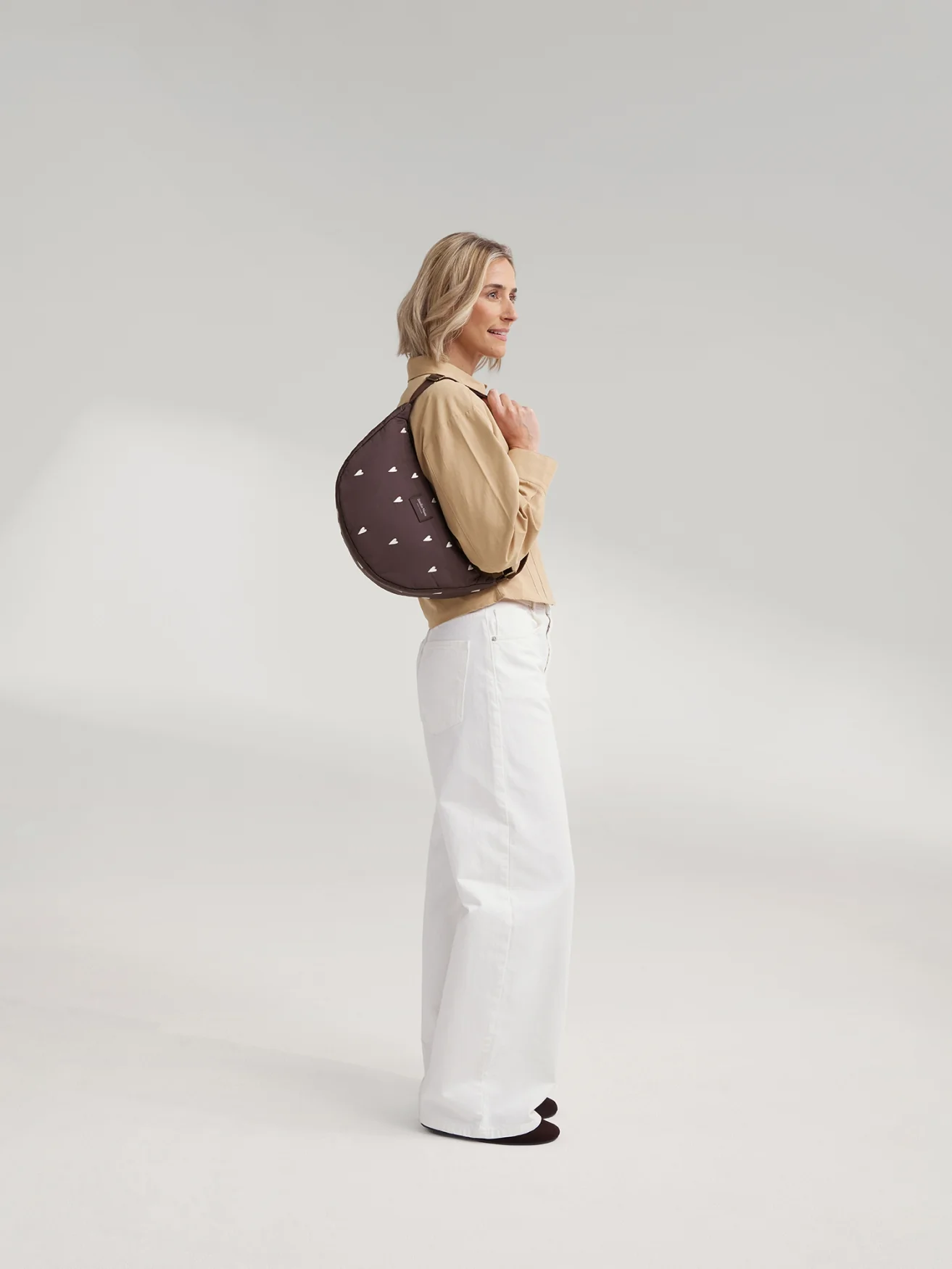 Puffy Adult Fanny Pack | Brown Hearts - Image 3