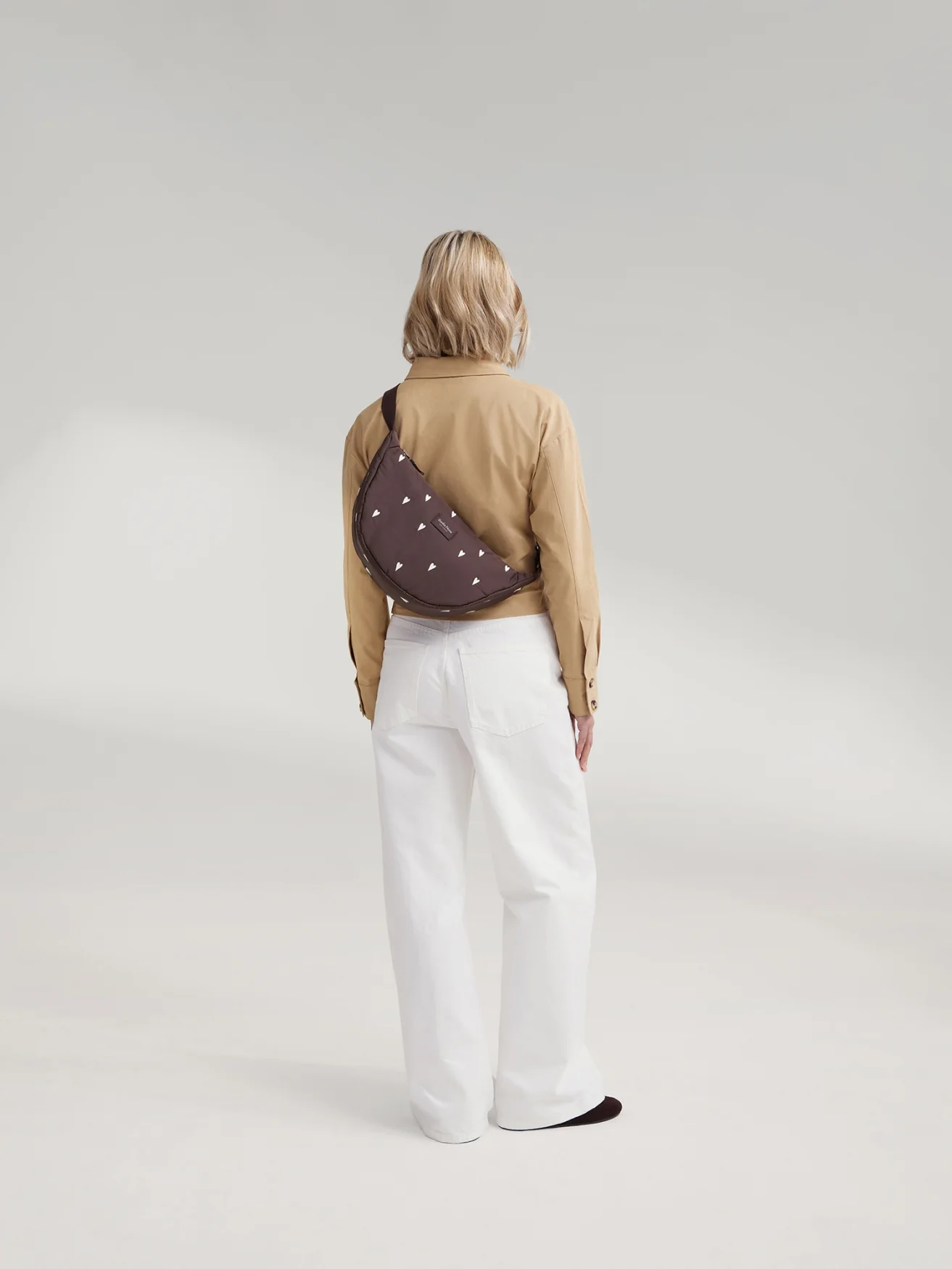 Puffy Adult Fanny Pack | Brown Hearts - Image 8
