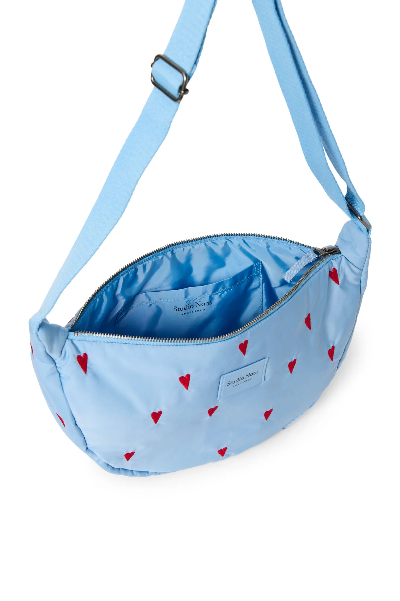 Puffy Adult Fanny Pack | Light Blue Hearts - Image 4