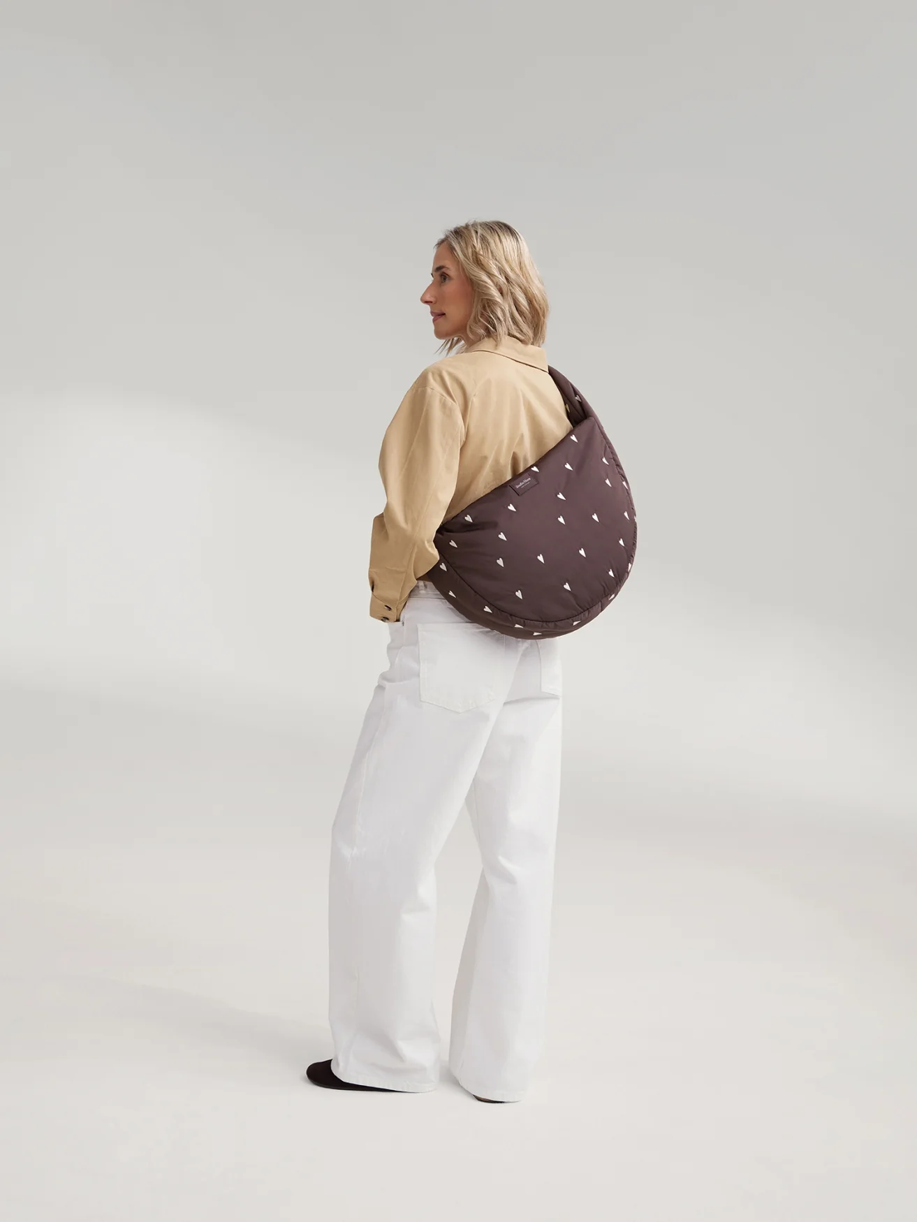 Puffy Cross Body Bag | Brown Hearts - Image 3