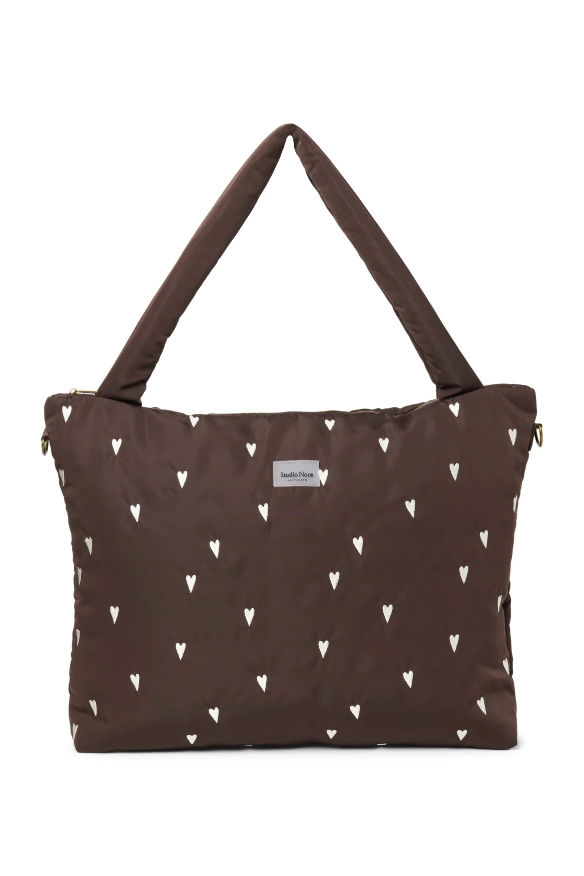 Puffy Diaper Bag | Brown Hearts