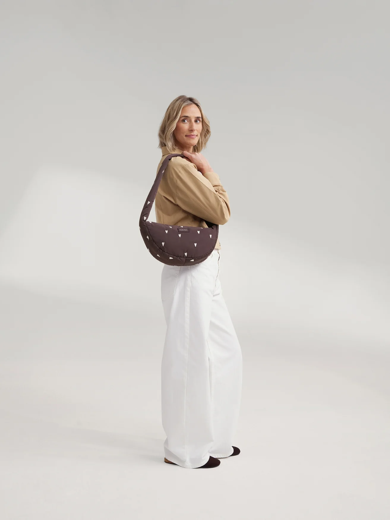 Puffy Mini Cross Body Bag | Brown Hearts - Image 2