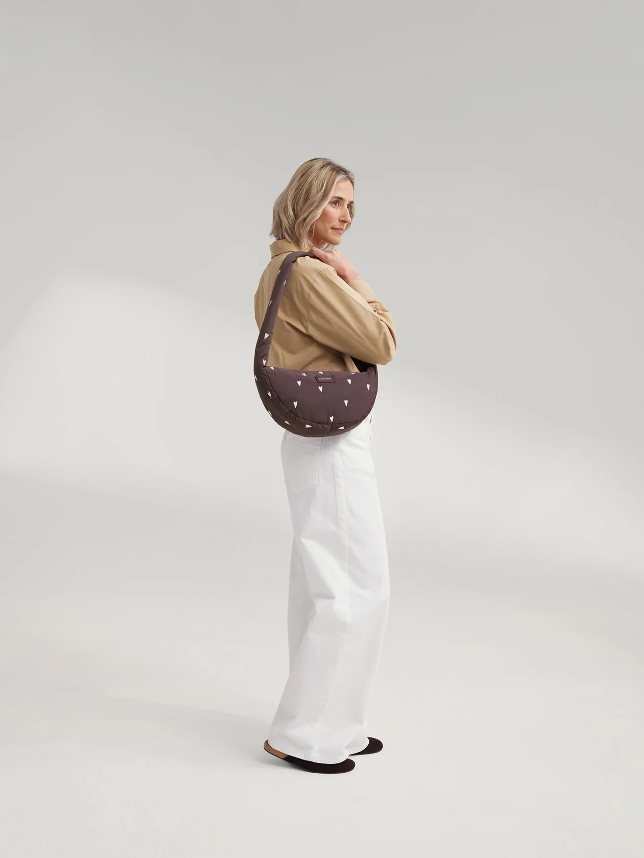 Puffy Mini Cross Body Bag | Brown Hearts - Image 3