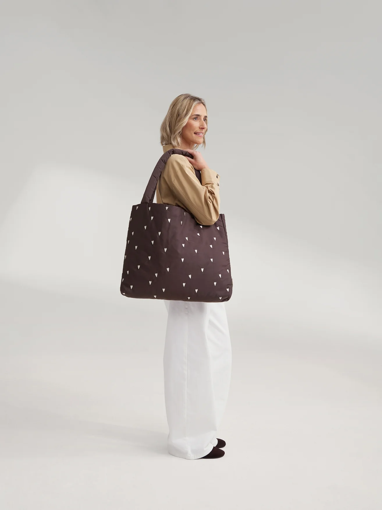 Puffy Mom Bag | Brown Hearts - Image 2