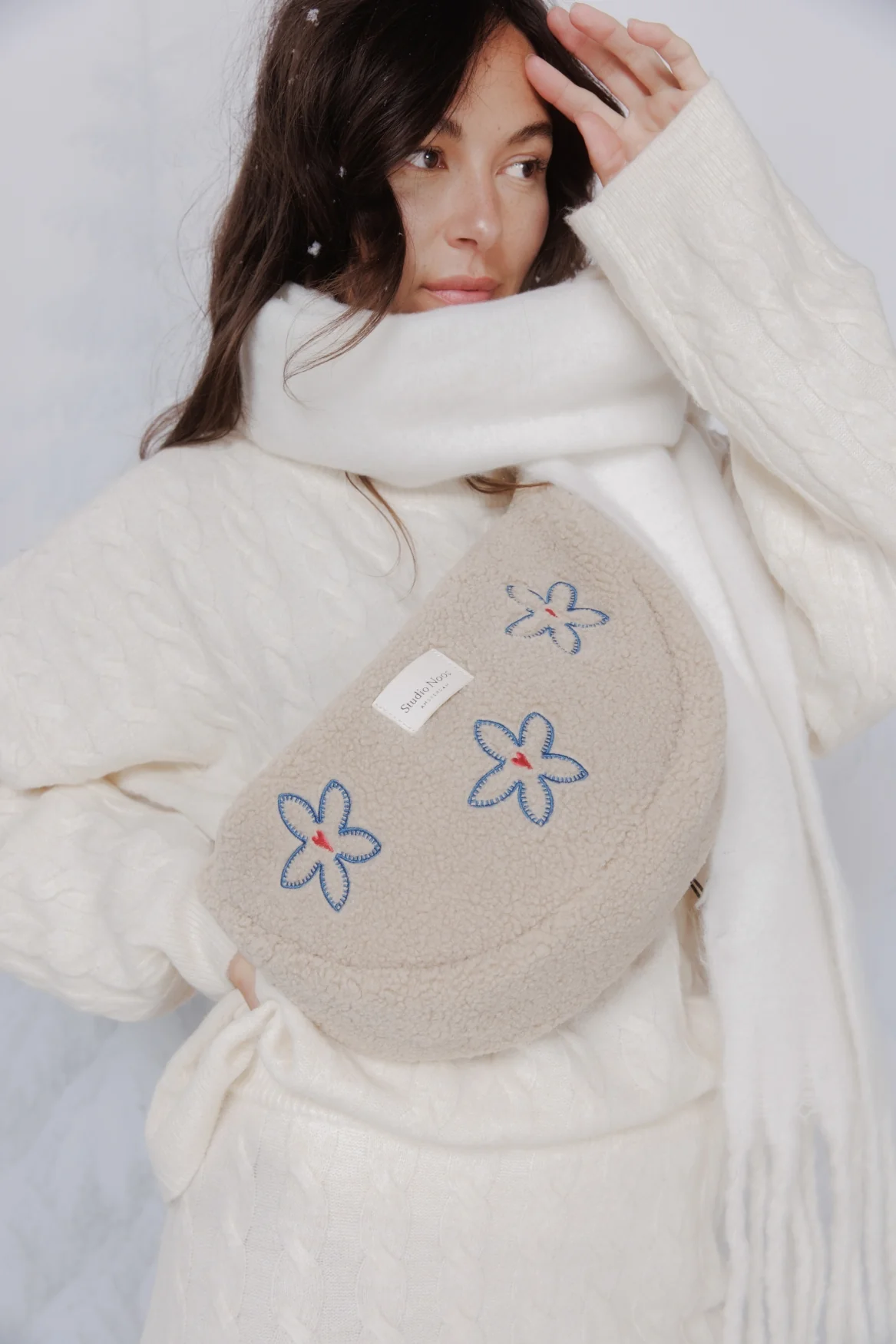 Teddy Adult Fanny Pack | Ecru Flower Heart - Image 2