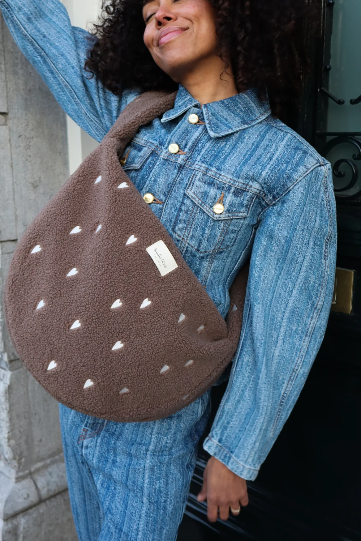 Teddy Cross Body Bag | Brown Hearts - Image 5