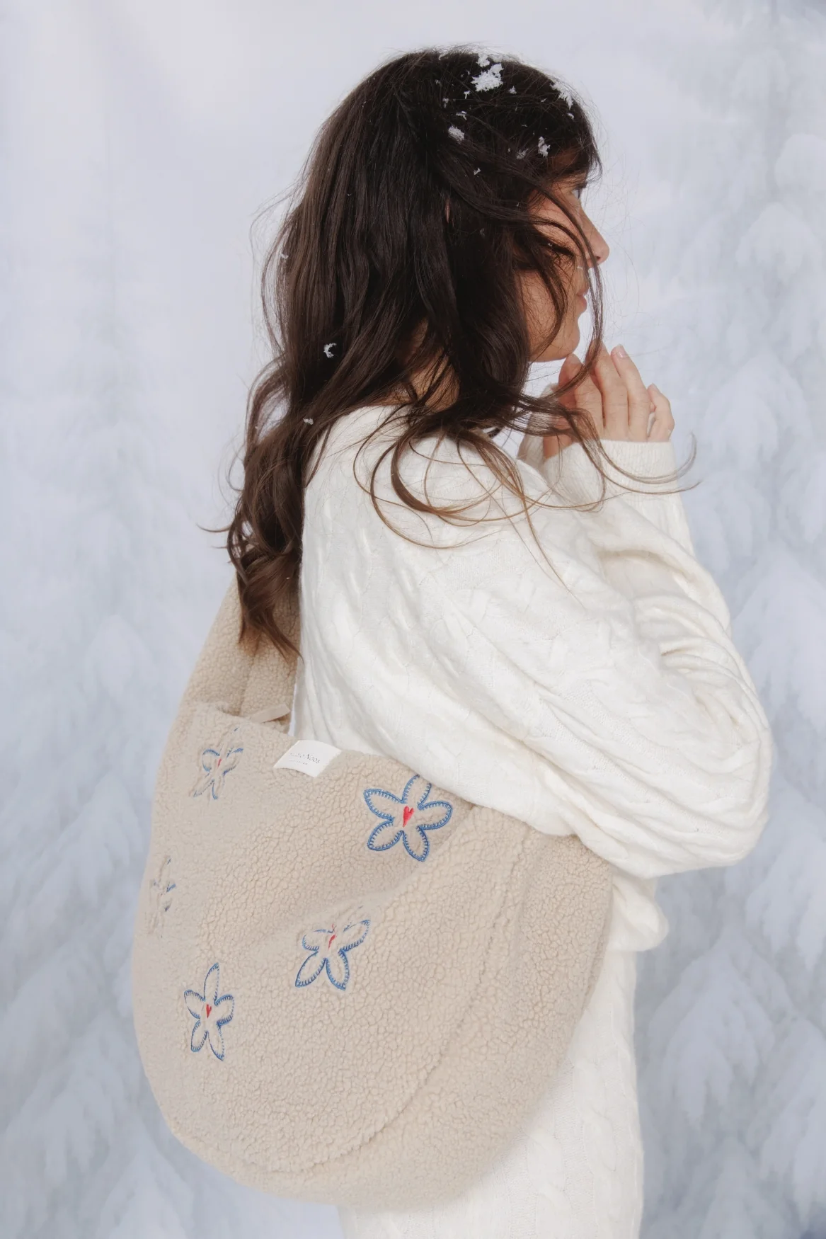 Teddy Cross Body Bag | Ecru Flower Heart - Image 2