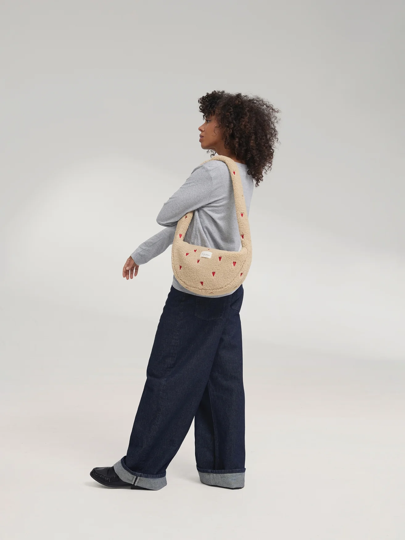 Teddy Mini Cross Body Bag | Ecru Hearts - Image 3