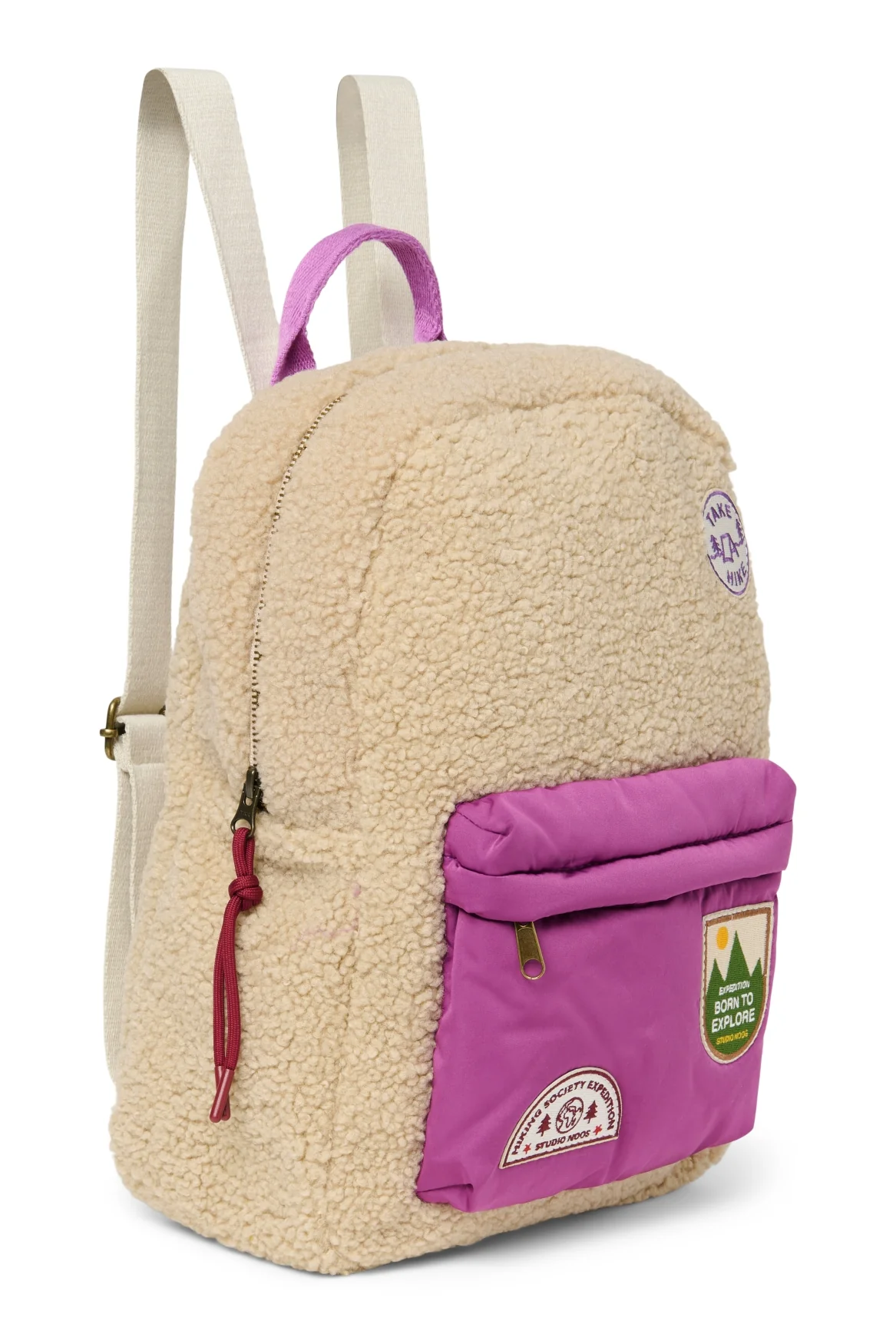 Teddy Midi Backpack | Ecru/Purple - Image 3
